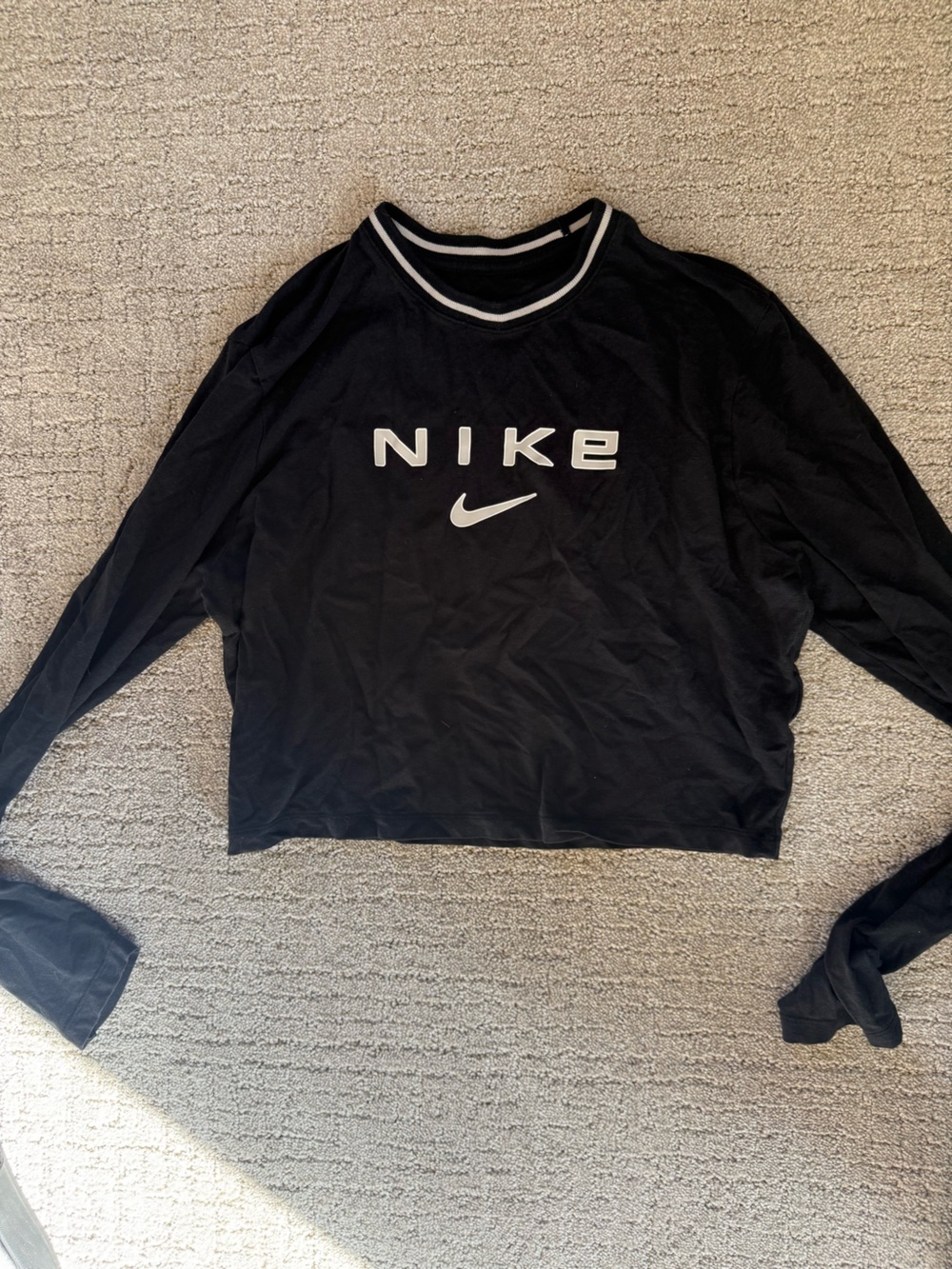 Nike Black Crop Long-Sleeve with White Logo